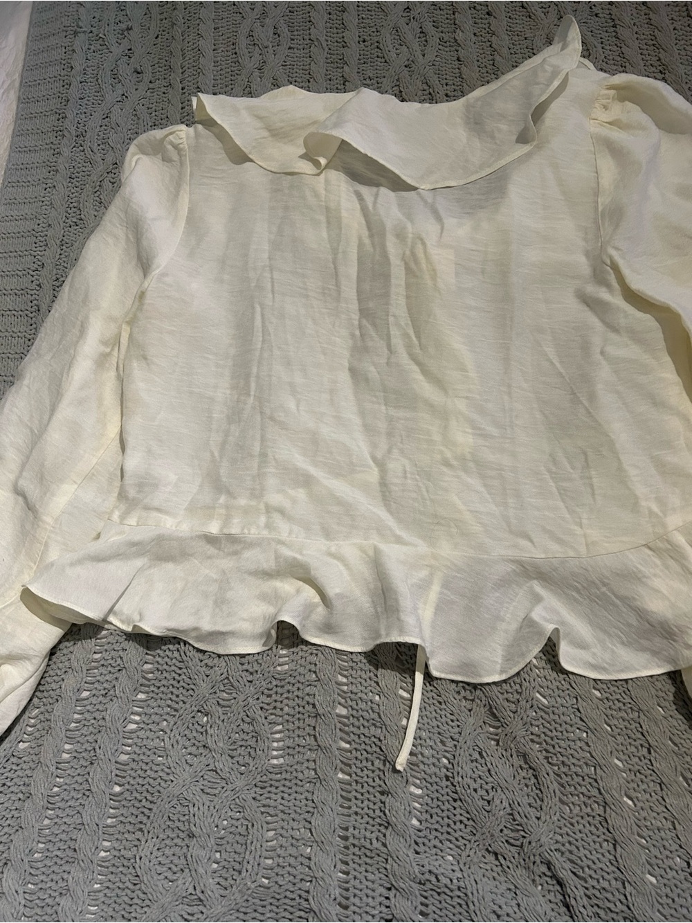Reitmans Cream Ruffle Tie-Front Blouse - Picture 4 of 4